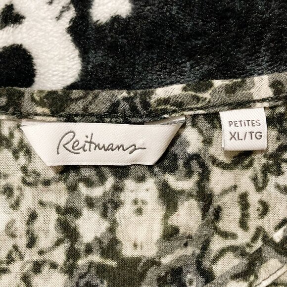 REITMANS Abstract geometric print v-neck tie-waist t-shirt ~ MEDIUM LARGE XL top - Picture 2 of 14